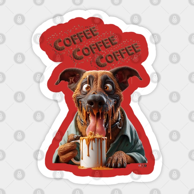 Coffee Coffee Coffee Doggie by focusln Sticker by Darn Doggie Club by focusln